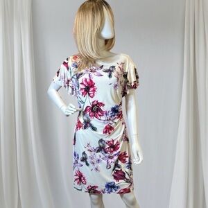 Lauren Ralph Lauren Pink and Purple Sheath Dress with Puff Sleeves